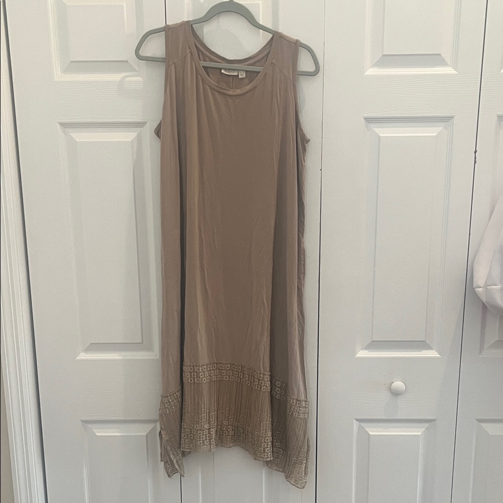 LOGO by Lori Goldstein Asymmetrical Tan Dress